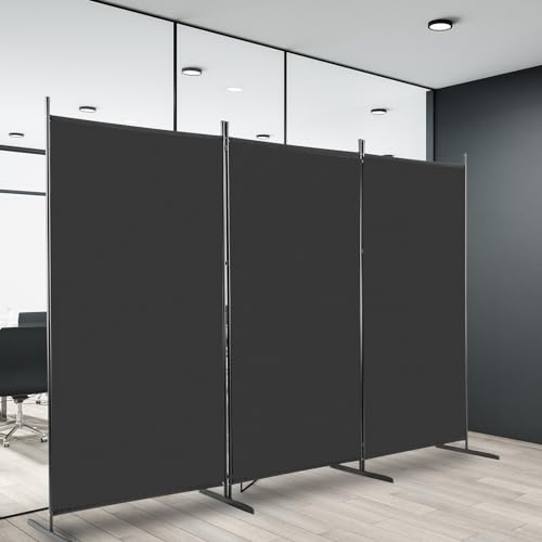 3 Panel Portable Folding Privacy Screen, 6 ft Partition Room Divider, Portable Office Walls Dividers, Lightweight Portable Room Dividers, with Support Feet, for Home, Study, Studio (Black) - Thumbnail 2