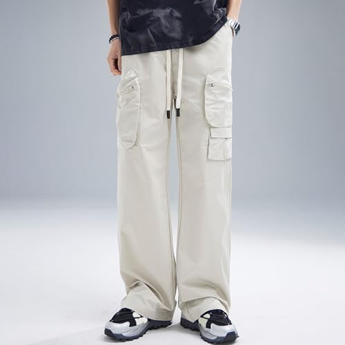 XYXIONGMAO Men's Multi-Pocket Black Techwear Cargo Pants Streetwear Zipper Elastic Waist Casual Baggy Sweatpants for Men4