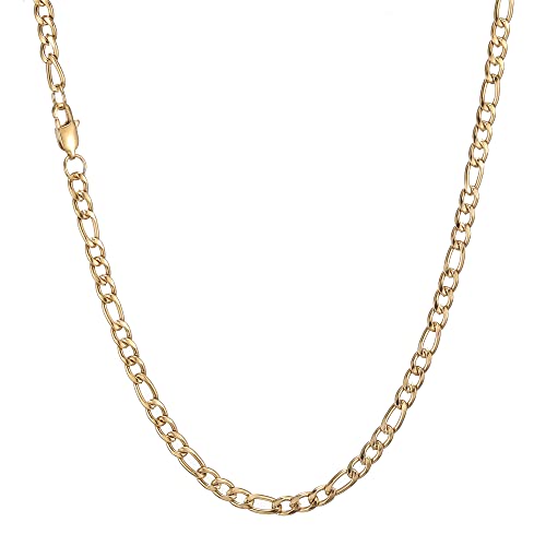 AFSTALR Chaîne Figaro 1+3 Homme Collier et Bracelet en Acier Inoxydable Noir (Or-5mm, 61cm)