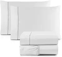 Jogo Cama King Size Toque Macio 4 Peças Percal 600 Fios Branco