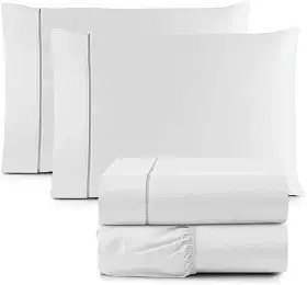 Jogo Cama King Size Toque Macio 4 Peças Percal 600 Fios Branco