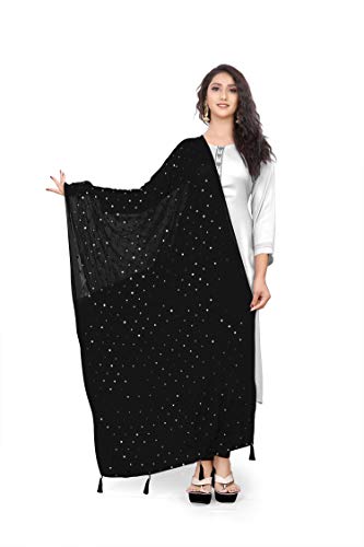 themilestocks Woman's Embroidered Chiffon Dupatta Scarf Shawl Wrap Soft Indian Bridal Wedding