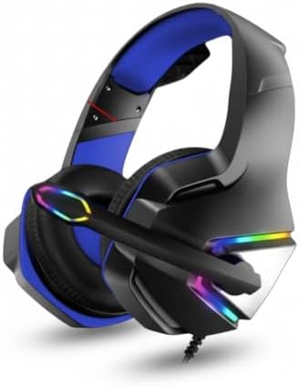 Headset Gamer RGB Profissional Confortável Imersivo com Microfone Som Alto 7.1 USB Plug-and-Play Fio 1,8 metros Azul
