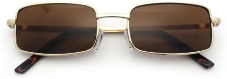 SA106 Mens Retro Vintage Rectangle Metal Rim Sunglasses