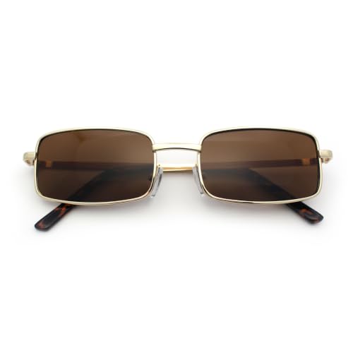 Image of SA106 Mens Retro Vintage Narrow Rectangular Metal Sunglasses