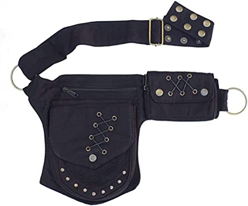 QAZWSXE Renaissance Bag Faire Festival Bag Fanny Pack for Women Thigh bag Drop Leg bag for Women Lace Waist Bag Utility Hip Belt Waist Bags Womens Renaissance Accessories 00-Black