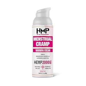 Menstrual Cramp Hemp Cream Supports Period Cramps Including Pre – Menstrual Cramp, 2000MG w Menthol, Fast and Effective, Easy to Use, Made in USA Natural Formula 2.1oz