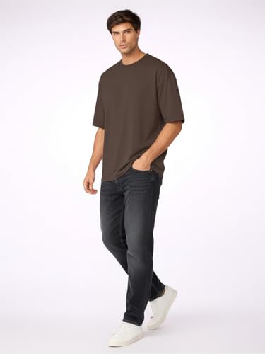 Image of CHKOKKO Oversized Tshirt for man Solid Classic Round Neck Loose Fit Half Sleeve Soft and Comfortable Casual Stylish wear for Summer