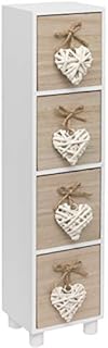Maturi White Woven Heart Mini Wooden Four Drawer Chest