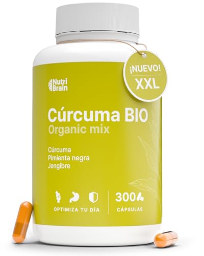 Cúrcuma con Pimienta Negra y Jengibre BIO | 300 Cápsulas | Fórmula Ecológica y Vegana | 1400 mg | Curcumina + Piperina con Alta Absorción | Formato XXL | Antiinflamatorio, Articulaciones y Digestión