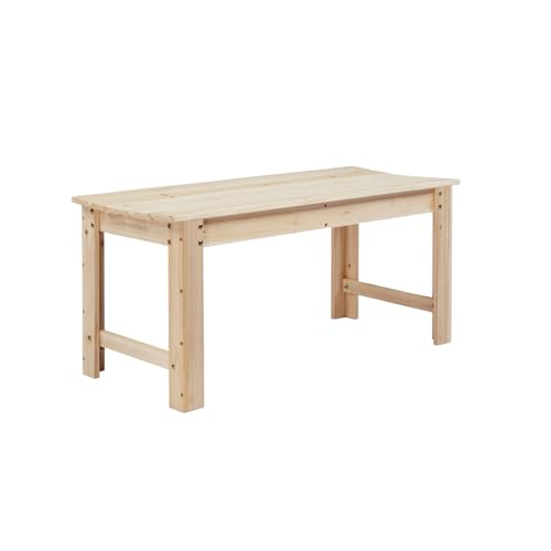 Image of VINGLI Outdoor Wood Bench, 40 inch Outdoor Bench Patio Wooden Bench Garden Bench Outdoor Backless Bench for Deck Patio (Natural)