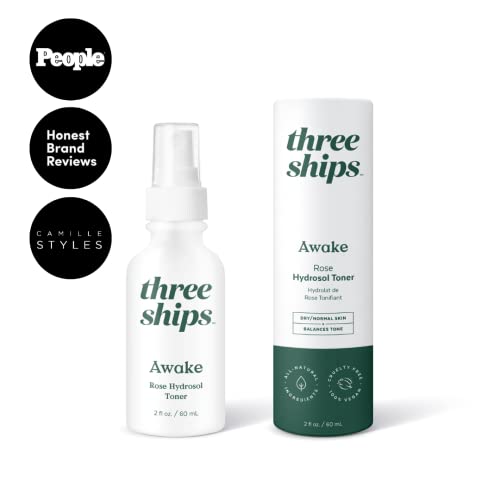 Three Ships Awake Rose Hydrosol Toner – Vegan Facial Tonic Cleanses & Balances Tone – Calming & Soothing Natural Face Toner For Dry Or Normal Skin - As Seen On Dragon's Den, 60Ml #TOP7