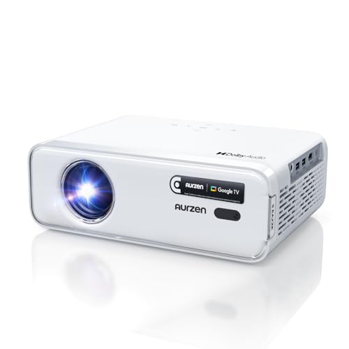 Aurzen EAZZE D1 GTV Proyector 4K, con Google TV ＆ WiFi y Bluetooth, Auto Focus & Keystone, DoIby Audio, Zoom, Native 1080P