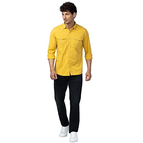 Image of Spykar Men's Slim Fit N /A Full Sleeve Solid Casual Shirts