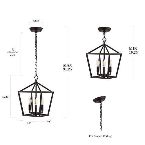 Image of JONATHAN Y Ojai Pagoda Pendant Lantern 10 inch, Oil Rubbed Bronze