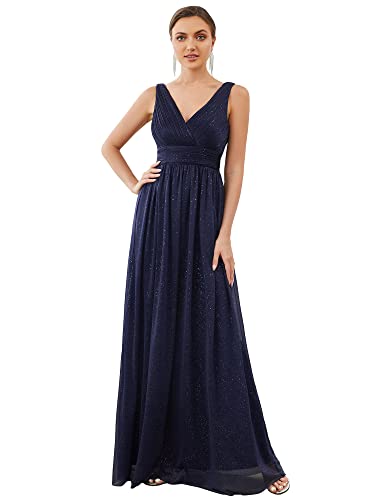 Ever-Pretty Damen Partykleid A-Linie V-Ausschnitt Ärmellos Hohe Taille...