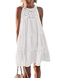 KIRUNDO Women Summer Halter Sundress 2026 Spring Casual Sleeveless Boho A Line Mini Beach Vacation Dress Cruise Resort Wear(Medium, White)