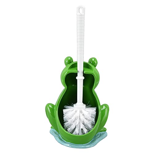 Image of Frog Shape Toilet Brush Set, Creative Bathroom Cleaning Brush with Holder, Ergonomic Handle, and Space Saving Design for Effective Cleaning