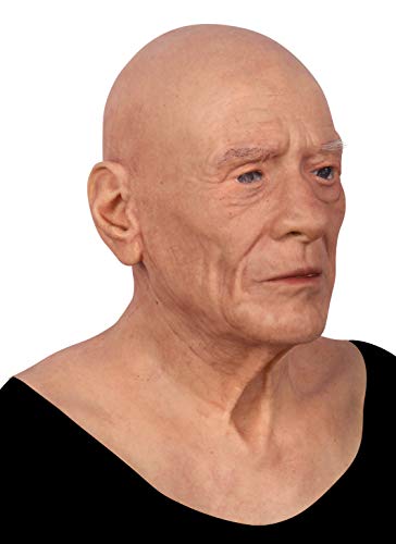 KUMIHO Silicone Head Mask Realistic Old Man Face Mask Crossdresser Cosplay Halloween Costumes Disguise,Nude