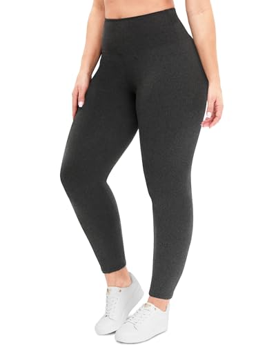 Image of Plus Size Leggings for Women - High Waisted Black Tummy Control Super Soft