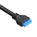 Toptekits 2 Port USB 3.0 A Female Screw Panel Mount to Motherboard 20 Pin Flat Cable Cord, 1.6ft/0.5m