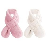 HTTDSLF 2 Pcs Cross Collar Kids scarf, Winter Fleece Plush Thick Warm Cross scarf, for Toddler Girls
