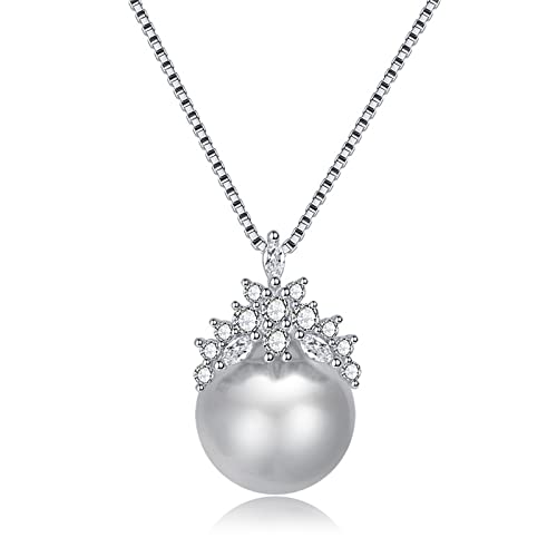 Collier perles argent femme pendentif pierres précieuses zircon tendance