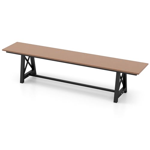 GIANTEX Banc Extérieur Jardin 183 CM, Banc de Jardin pour 4 Personnes, Banc sans Dossier en HDPE avec Structure Métallique, Charge 450 Kg, pour Jardin,...