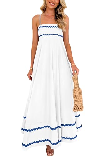 Image of PRETTYGARDEN Women's 2026 Summer Flowy Maxi Dress Casual Sleeveless Spaghetti Strap Ruffle Beach Long Dresses