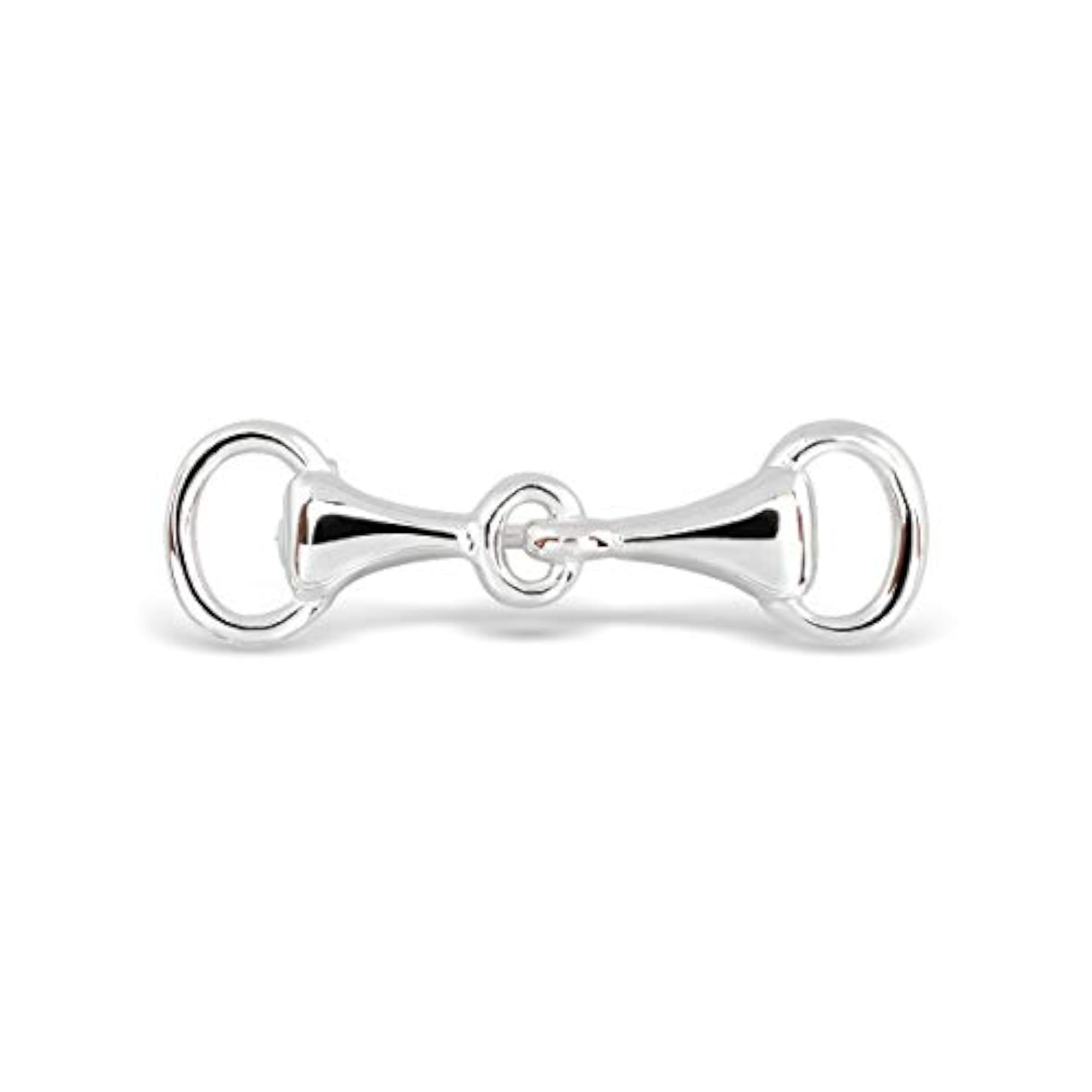 925 Sterling Silver Double Horse Bit Brooch Pin, Elegant Gift