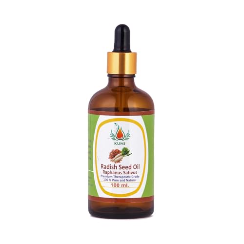 Image of KUNJ Radish Seed Oil 100ML 100% Pure & Natural Therapeutic Grade for Hair Growth, Scalp Repair, Skin Hydration & Beard Care - Cold Pressed, Chemical Free