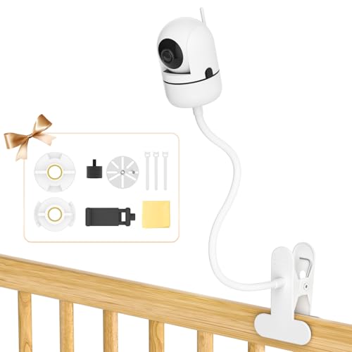 Image of Universal Baby Monitor Crib Mount for HelloBaby, VTech, Infant Optics DXR 8 & DXR-8 Pro, ANMEATE, Nanit Pro, Eufy, Owlet, VAVA - 19.4" Flexible Goosenesk Baby Monitor Crib Holder for 360° Adjustable