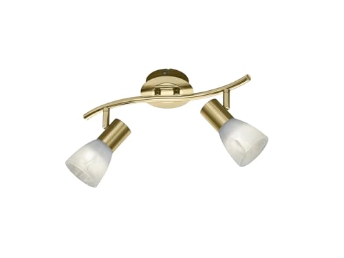 Trio 871010208 Levisto Faretto LED, 2x6 Watt, Ottone Satinato/Alabastro, 33x10x19 cm