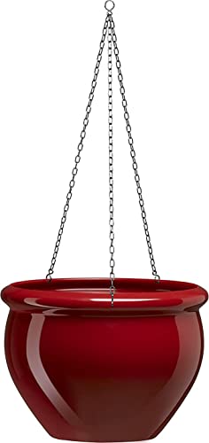 POETIC/EMSA - Coupe à suspendre pour jardin - Pot de fleurs à suspendre pour l'intérieur et l'extérieur - En plastique - Surface brillante - Couleur rouge rubis - Ø26 x H19,5 cm, 5,5 litres