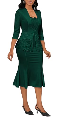 Image of Elegant Church Dress for Women Midi Dresses Work Wear Vintage Pencil Dress for Business Casual Outfits