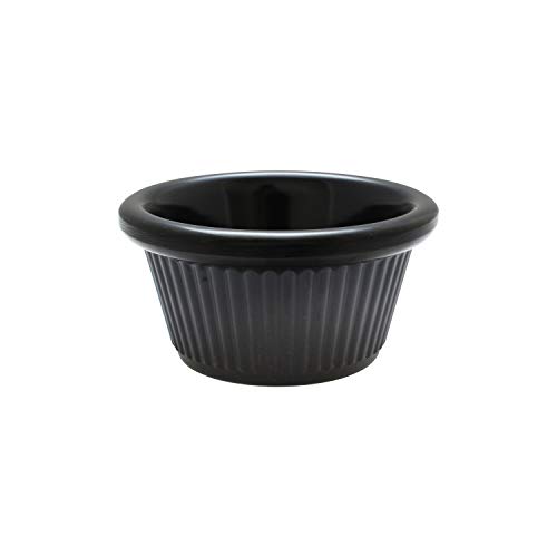 Thunder Group PL509BL1 Ramekin, 2 oz., 2-7/8" Dia., Round, Fluted, Dishwasher Safe, BPA Free, Plastic, Black, Pack of 12