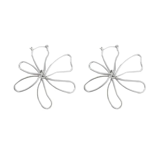 Just Follow Metal Wrapped Line Hollow Flower Earrings for Women