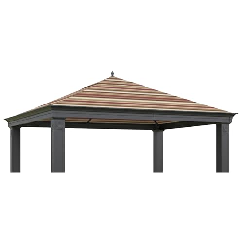 Garden Winds Durable 350 Replacement Canopy Top Compatible with Tiverton (Series 3) 10' x 12' Gazebo Models SA-585, DPCI 009050195 - Stripe Canyon