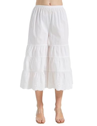 BEAUTELICATE Bloomers for Women 100% Cotton Wide Leg Half Slip Lace Trim Vintage Pettipants Underdress — view 3