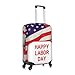 QSMBNET Travel Luggage Cover Happy Labor Day Spandex Suitcase Protector Washable Baggage Covers Fashion Elastic Scratch-Resistant Luggage Cover Protector Fits 18-32 Inch Luggage