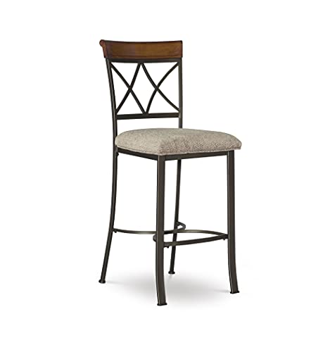 Butaco Hamilton en metal peltre y bronce con asiento tapizado Powell modelo 697-432 miniatura 1