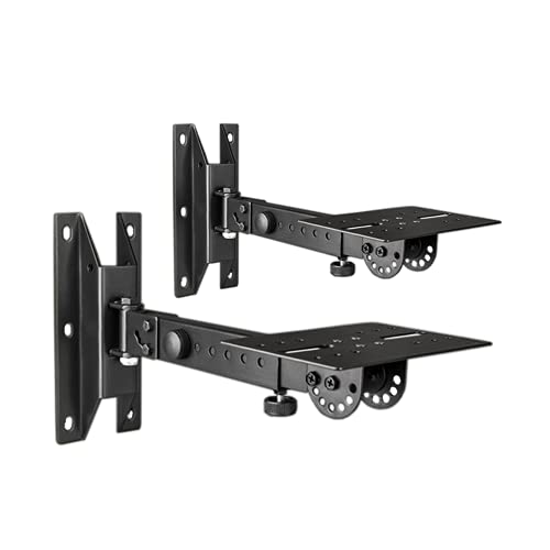 BIGalleons SPS-508 Speaker Wall Ceiling Mount Stand, Rotatable Angle, Adjustable Swivel Tilt Speaker Mount Bracket, Home Surround Sound System 100 lbs Capacity (2 Packs, Black)