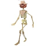 HABAGOU 16" Halloween Pumpkin Skeleton Decorative,Spooky Lawn & Haunted House Props with Posable Joints,Full Body Skeleton for Yard Garden Lawn Graveyard Props Deco