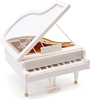 WSAMJIN Klavier Spieluhr, Mini Klavier zum Aufziehen Flügel Piano Spieluhr Spieluhren Geschenk für Weihnachten, Geburtstag, Valentinstag (Weiß)