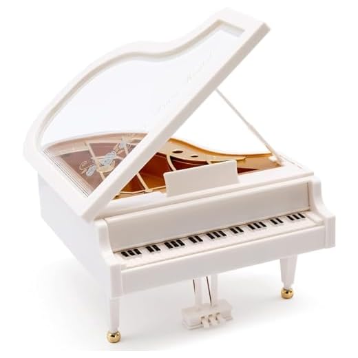 WSAMJIN Caja de Música de Piano, Mini Caja de Música a Cuerda Caja de Joyas con Música Piano Music Box para Anillo, Pulsera, Pendientes Señora (Blanco)