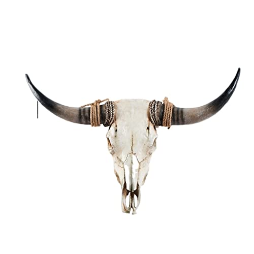 KIWZXKA Cow Skull Wall Decor - Faux Longhorn Skull Faux Taxidermy Head Wall Art Handmade - Large Bull's Head - Farmhouse Wall Sculpture - 31 * 24 * 7 Inches11