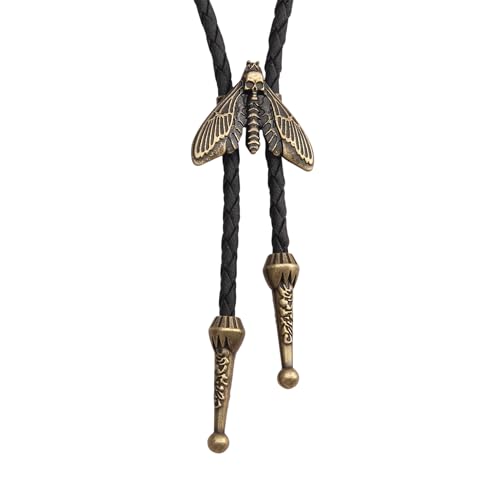 Image of Jeilwiy Bolo Tie for Men Western Cowboy Tie Necklace Gold Bolo Tie Leather Necktie Halloween Tie Accessories for Women