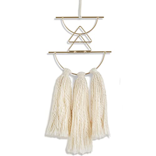 Iower Boho Wall Decor Macrame Wall Hanging Small Metal Wall Art Cute Wall Decor For Living Room Bedroom(Ivory, 13"Lx4.7"W) #TOP1