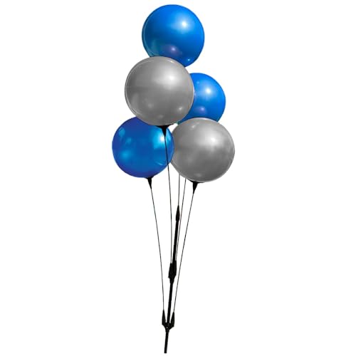 Image of Reusable Outdoor Balloon Clusters - Helium Free, All-Weather, Durable, Plastic Balloons for Advertising, Real Estate, Grand Openings & Events (Blue and Silver)