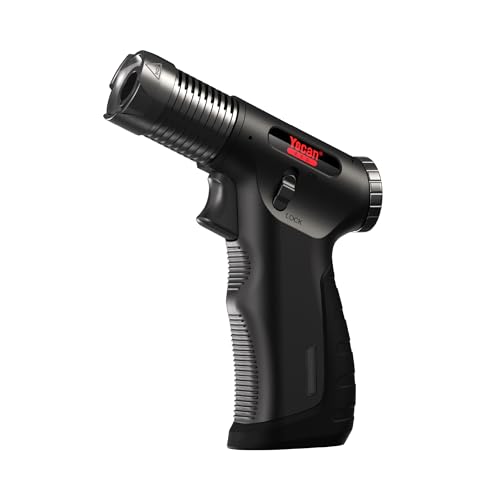 Yocan Red Encendedor de cocina recargable con antorcha de butano temporal con bloqueo de seguridad y llama ajustable para postres, crema brulee y hornear (negro)